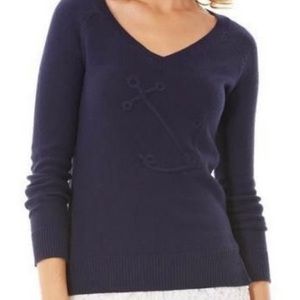 Lilly Pulitzer Navy Blue Azalea embroidered Anchor Sweater XS